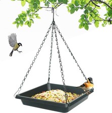 Large Hanging Bird Feeder Tray, Platform Spacious Birds Feeder with Mesh Tray, S