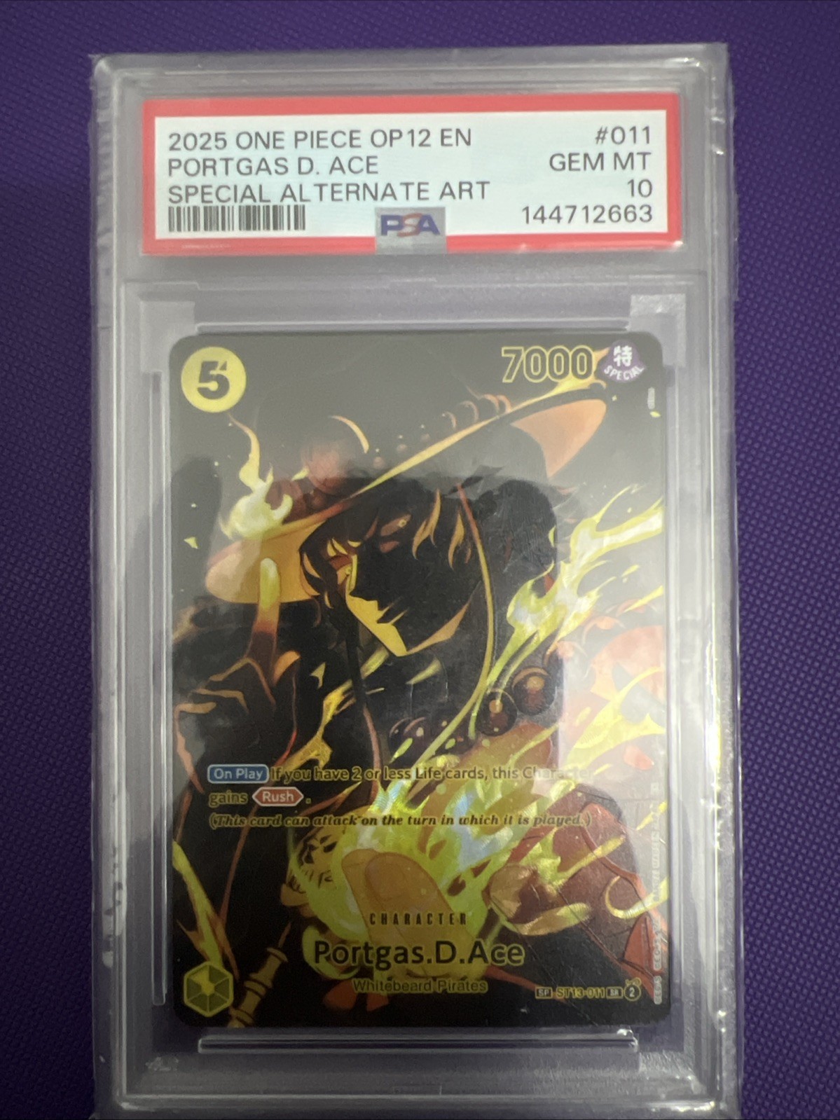 PORTGAS D. ACE - OP12 (SP) ST13-011 LEGACY OF THE MASTER FOIL - PSA10