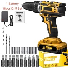 18pcs Electric Cordless Drill Screwdriver Bits Set 1X Battery 1X Charger