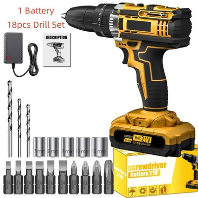 #ad 18pcs Electric Cordless Drill Screwdriver Bits Set 1X Battery 1X Charger $18.99