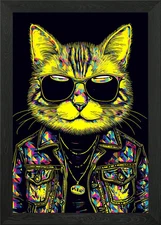Cat style pop art Framed Wall Art Poster Canvas Print Picture