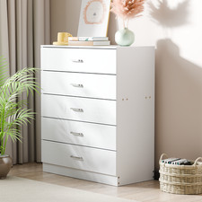 Modern "Cream-Style" 5-Drawer Chest with Metal Handles — Available in Two Color