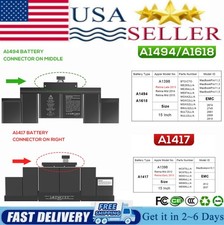 2Types- A1417/A1618 Battery For Apple Macbook Pro 15 Early 2012 Late 2014 2015
