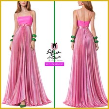 Alice + Olivia Despina Pink Pleated Sleeveless Metallic Maxi Dress SIZE 4