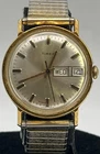 Vintage Mens Gold Tone Timex Mechanical Day/Date Wristwatch RUNS AND STOPS HB