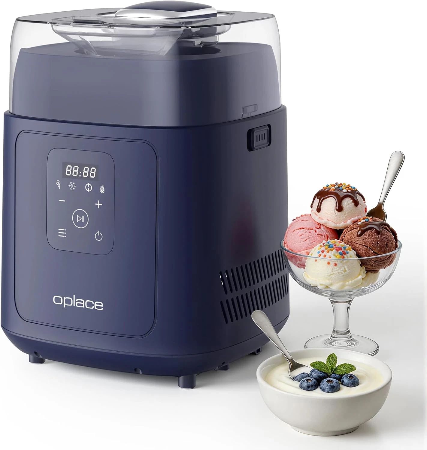 4-in-1 Ice Cream Maker & Yogurt Machine, No Pre-Freezing, Compact Design