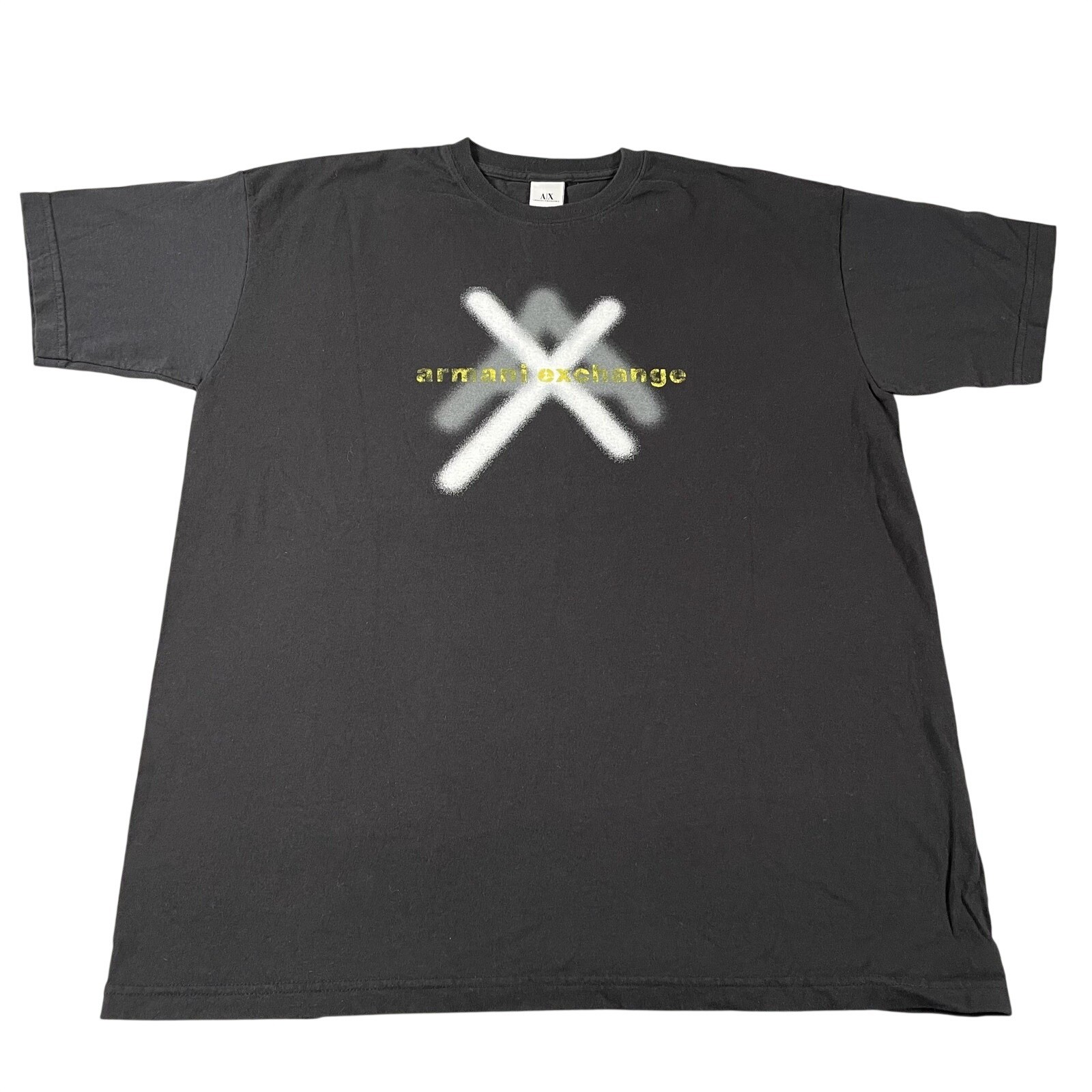 Armani Exchange, Vintage Armani Exchange Shirt Mens Large Black Spray Logo Made USA 90s