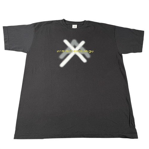 Armani Exchange, Vintage Armani Exchange Shirt Mens Large Black Spray Logo Made USA 90s