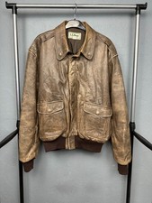 L.L. Bean 90s Vintage Mens Goatskin Leather Flying Jacket Size 46 (XL)