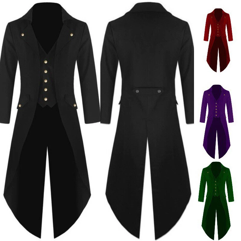 Mens Costume Long Coat Clothes Retro Victorian Punk Jacket Coats