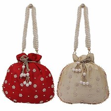 Set of 2 Handmade Traditional Ethnic Potli Bag Clutch Pouch Batwa for Women