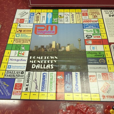 Vintage Collectible 1983 Hometown Monopoly Dallas Board Game