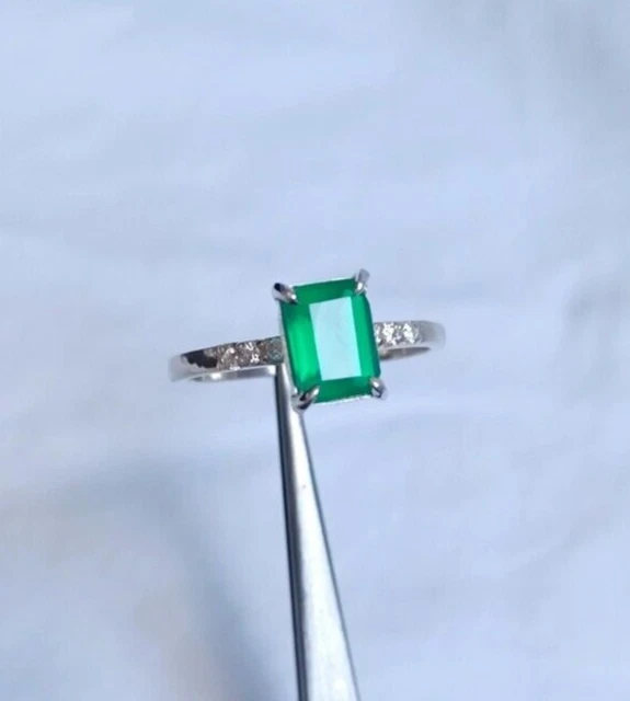 Anello baguette onice verde naturale argento sterling 925 onice gioielli fatt... - Immagine 3 di 4