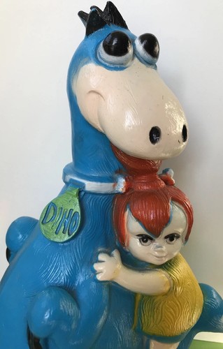 VTG 1971 LARGE 13.5" FLINTSTONES DINO PEBBLES BLOW MOLD PIGGY COIN BANK - Picture 3 of 11