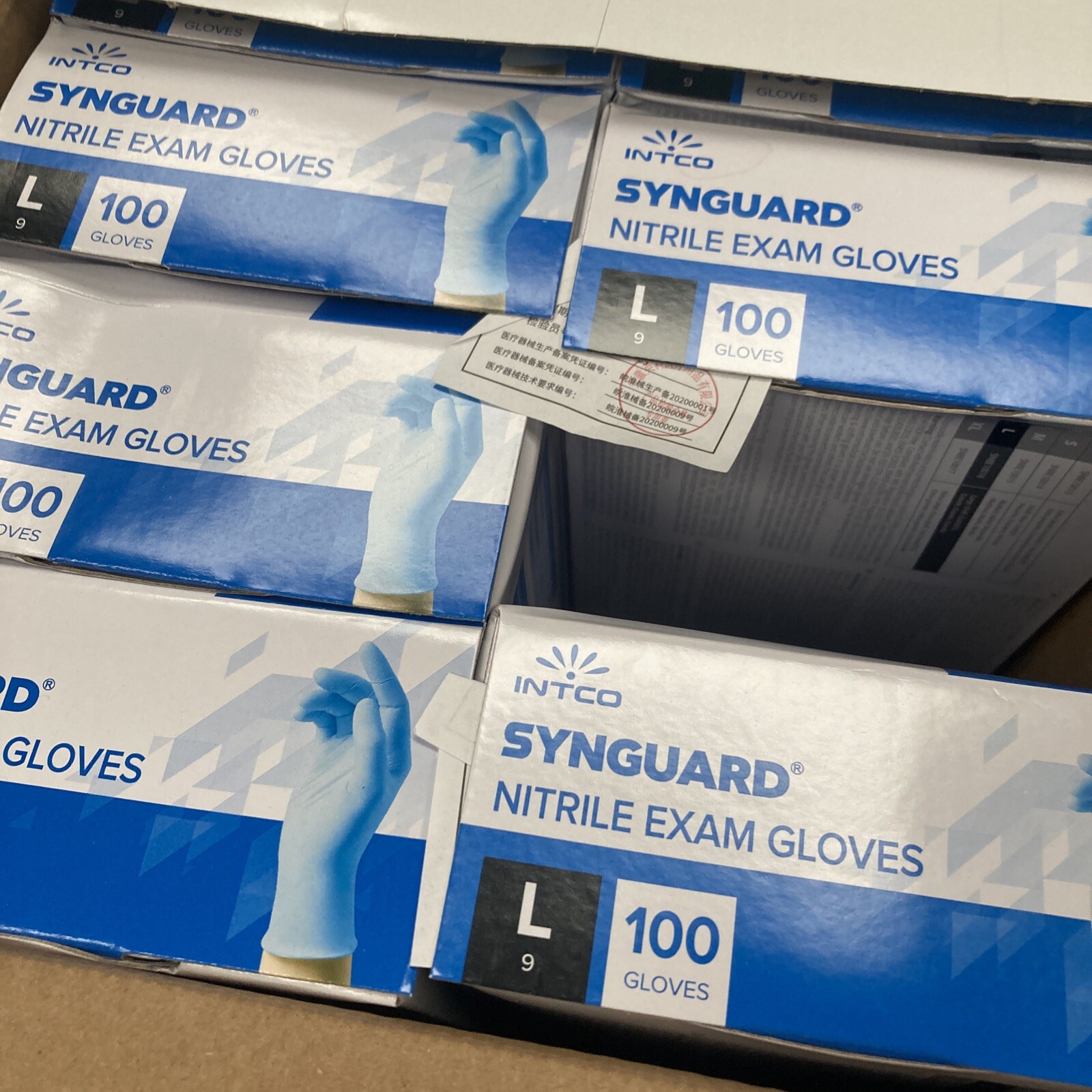 Intco Synguard Nitrile Exam Gloves, Powder Free Large Size 100 Gloves