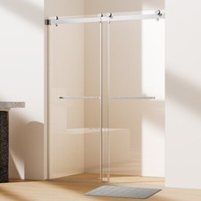 56-60"W x 76"H Double Sliding Shower Door in Brushed Nickel, 10mm Clear Glass