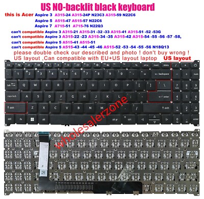 US no-backlit keyboard For Acer Aspire 3 A315-59 Aspire 5 A515-57