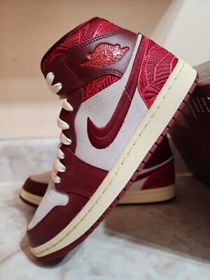 シューズ(女性用) NIKE WMNS AIR JORDAN 1 MID SE Tiki Leaf Women Size 7 Jordan 1 Mid SE Tiki Leaf Team Red NBY DZ2820-601 New