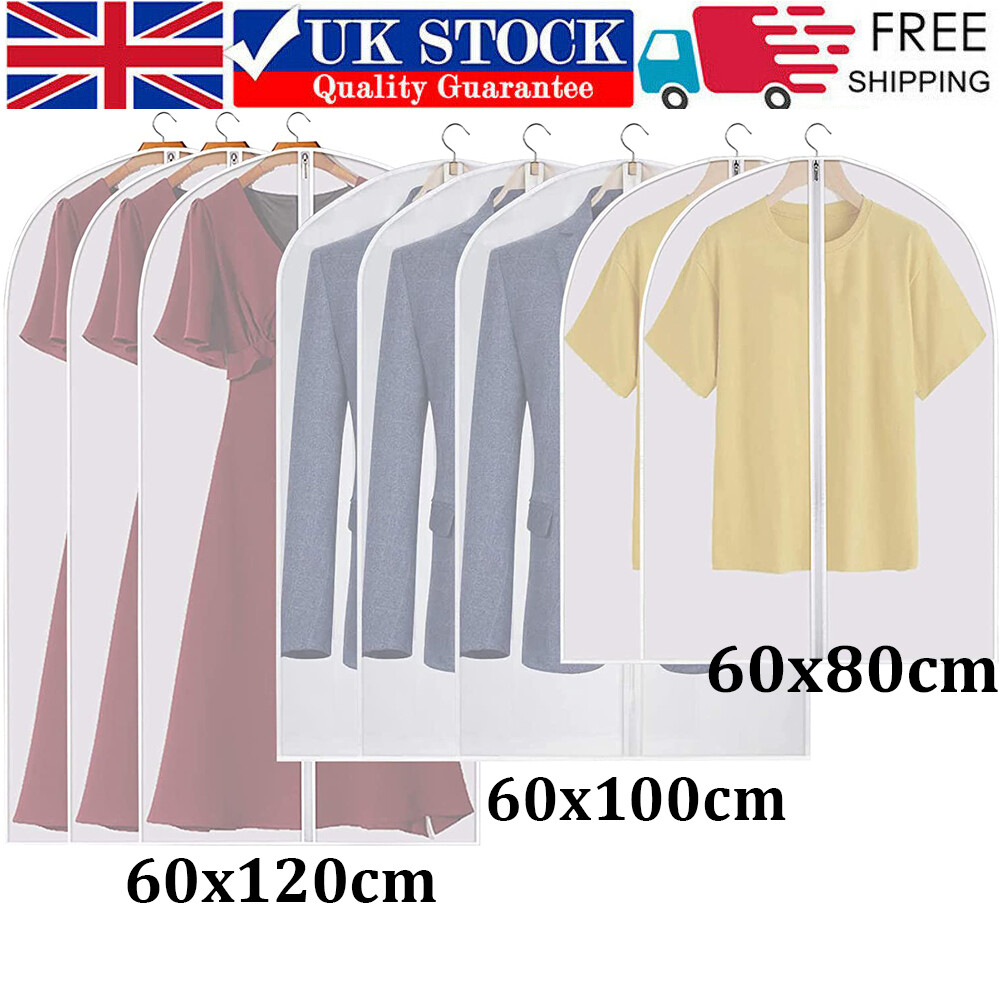 GoMaihe Clothes Cover Bags Set of 12, 60 x 120cm/6pcs + 60 x 100cm/6pcs  Dress Garment Bag with Zip in Wardrobes, Moth Resistant Dustproof  Waterproof Washable Suit Carrier Protector Bags for Men Clothes Cover Bags Set of 12 (60 x 100cm/6pcs + 60 x 120cm/6pcs) D