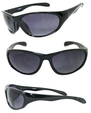Bifocal Vision Reading Glasses Sunglasses Sport Sun Reader Shiny Black UV400