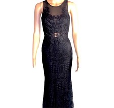 Fashion Nova Black Lace Sleeveless Gown with Sheer Back- Size XS