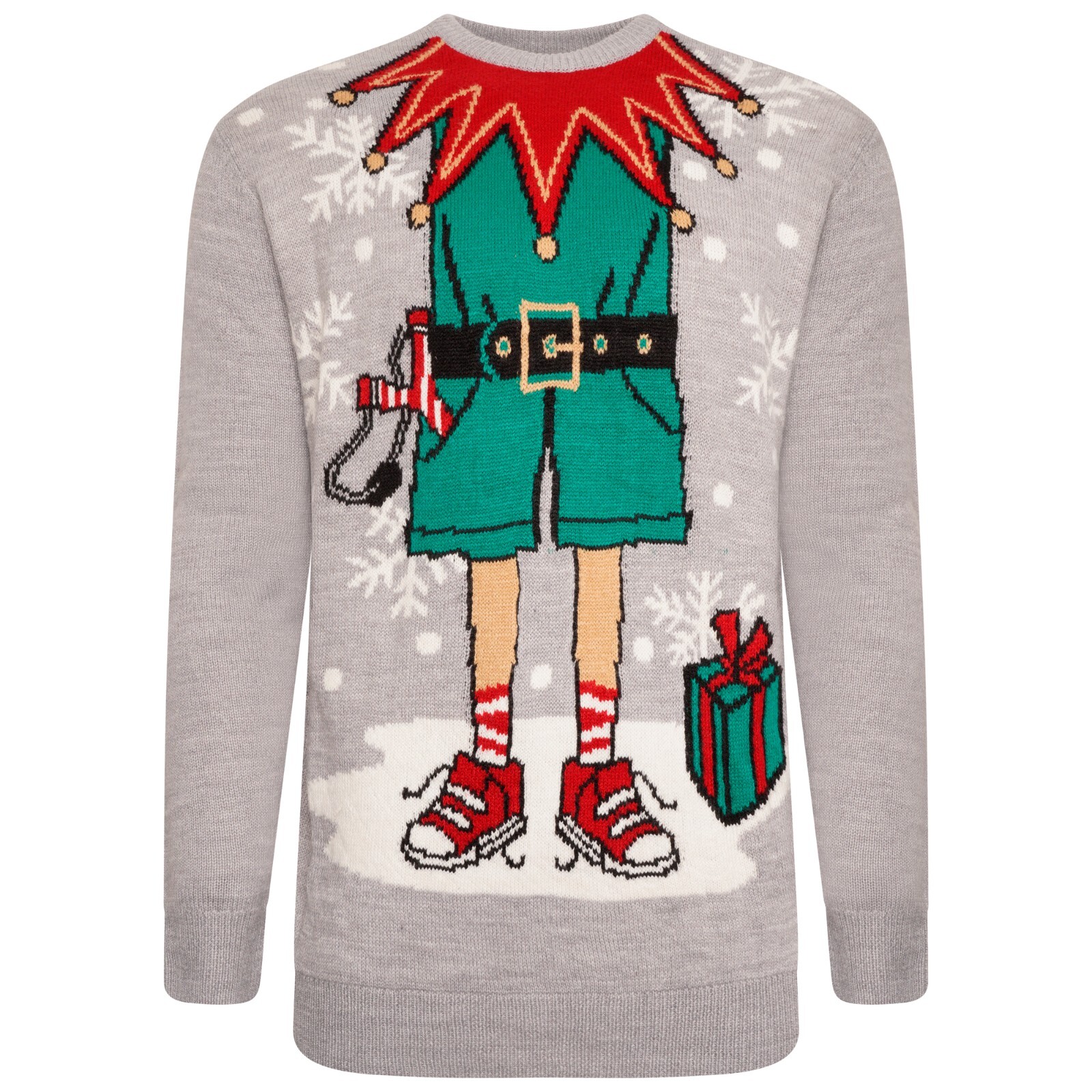 Mens Xmas Jumpers Novelty Festive Sweater Santa Pullover Knitted