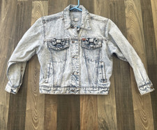 Jordache Vintage 80's Denim Jacket Juniors Girls Size M Blue Acid Wash