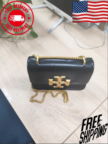 COOL TORY BURCH TB Black Square Leather Wallet Crossbody Bag Purse