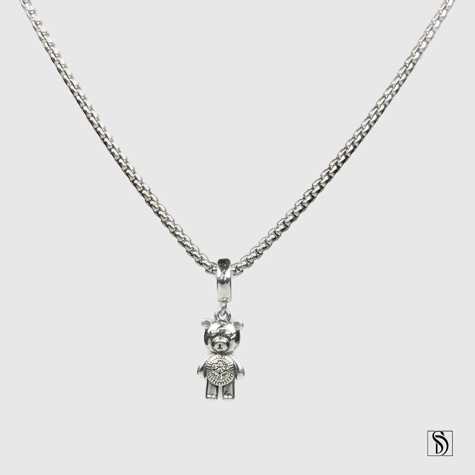 Collier pendentif ours en peluche argent, pierre précieuse argent premium bijoux charme