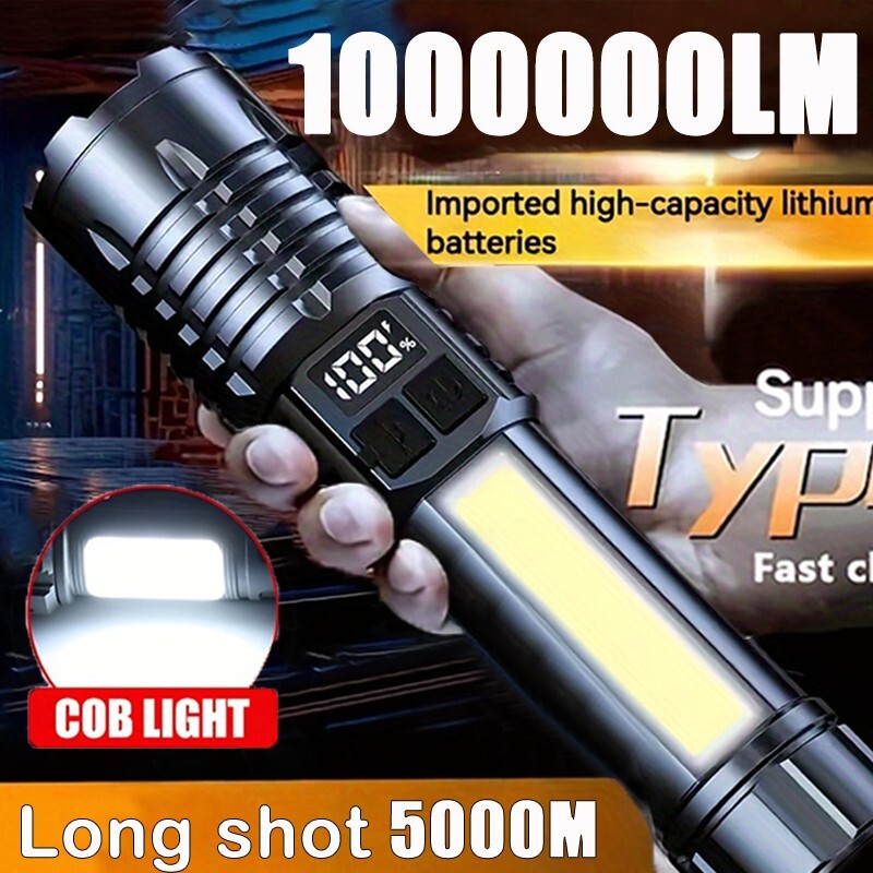 High-Power Rechargeable LED Flashlight – Ultra Bright Torch with Side Light