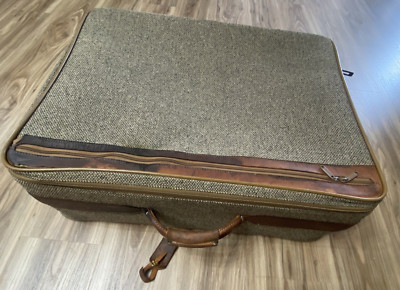 VTG Hartmann Suitcase Luggage Bag Case Tweed & Belted Leather  H19''/W26''