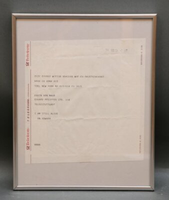 On Kawara (1932-2014 Japan) - I AM STILL ALIVE - Telegramm an Karin von Maur
