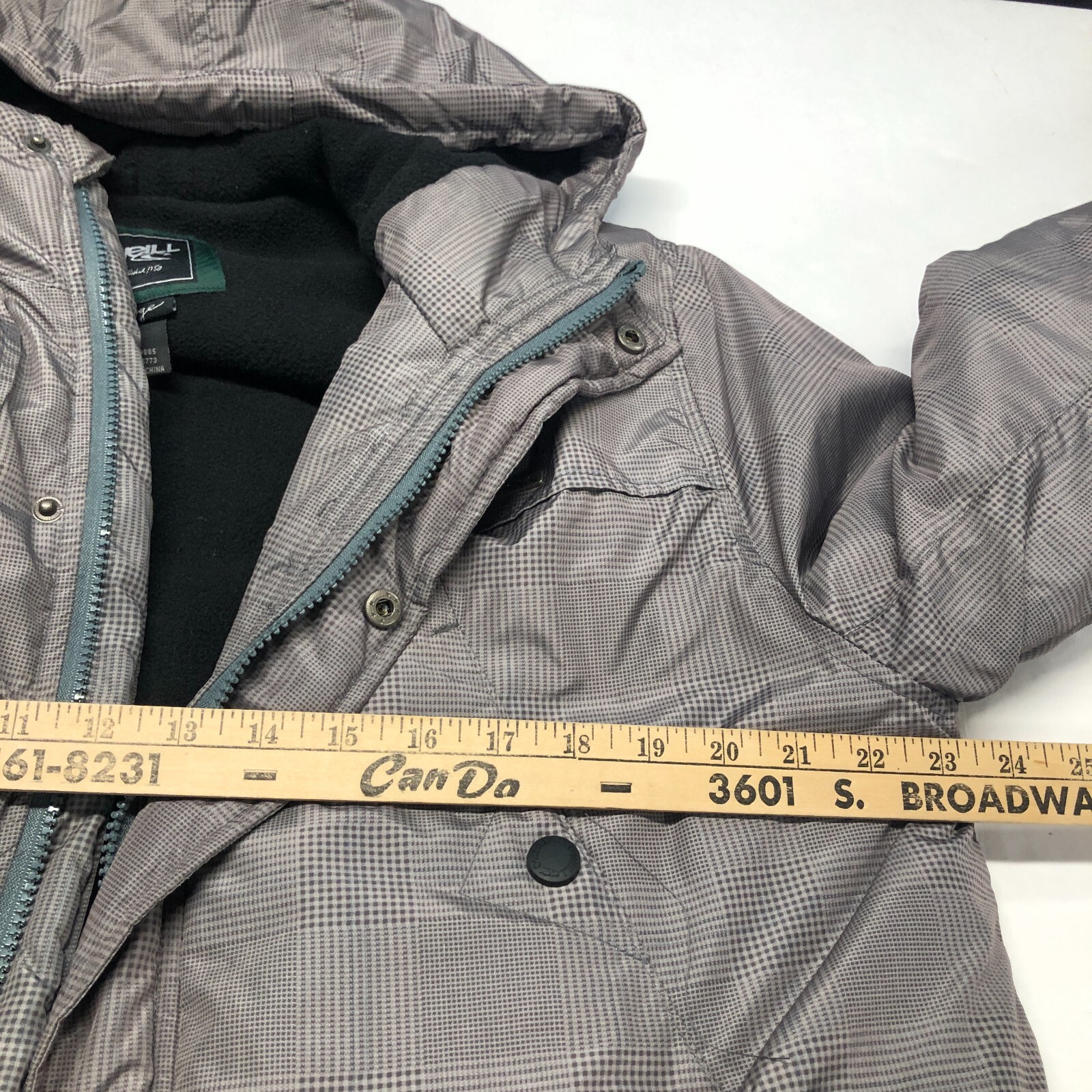ONEILL HYperdry Puffer Parka Sz Large Silver Full Zip Sherpa Lined Jacket image 4