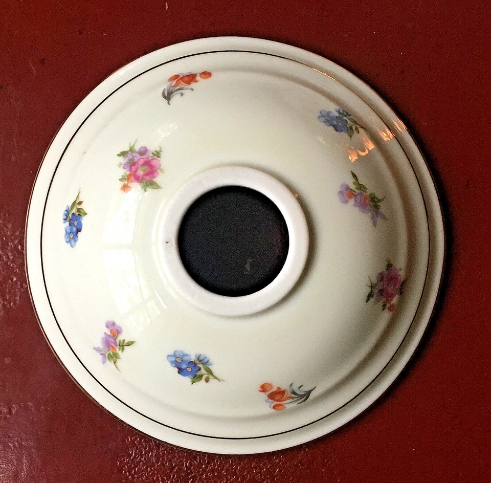 3 piezas de araña antiguas toldo bobeches porcelana floral 5" ancho 1-5/16" alto Foto 3 de 3