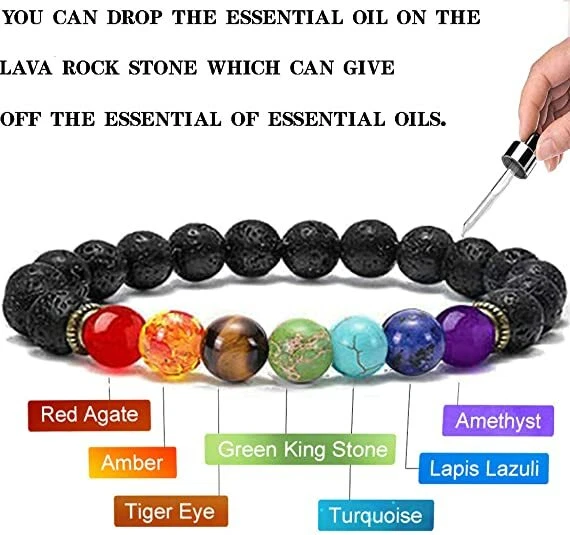 7 Chakra Diffuser Bracelet, Lava Diffuser Rocks