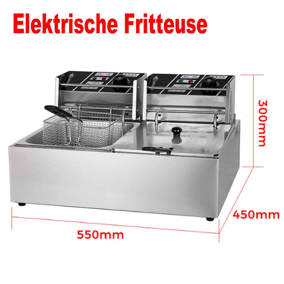 Öl-Friteuse Friteuse 12L Edelstahl 5000W Profi Küche Kaltzonen Fritteuse Fritöse - Bild 3 von 4