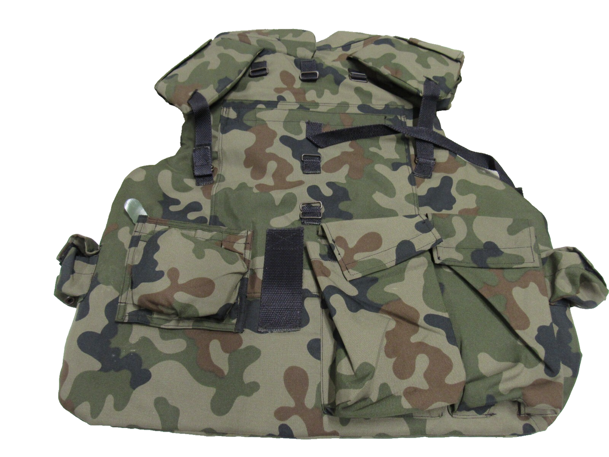Polish Military WZ93 Woodland Camo Flak Jacket Vest w/ Attached