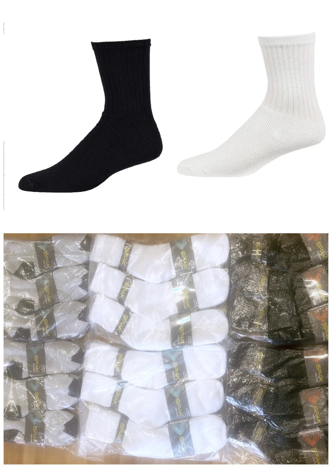 60 pairs Wholesale Bulk Sports Cotton Unisex Crew Socks Men Woman Size 10-13 Lot