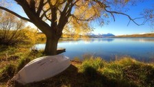 Landscape fall boat lake vehicle water outdoors nature Custom Gaming Mat Desk