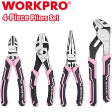 WORKPRO Pliers 4PC Set Long Nose Diagonal Cutting Groove Joint Slip Joint Pliers