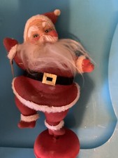 PRIMITIVE SANTA Flocked Folk Art Country Christmas 1950s