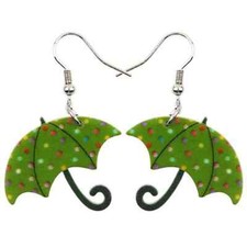 Springtime Rain Showers Cute Umbrella Acrylic Wire Hook Earrings