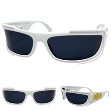 Classic Hardcore Biker Wrap Hip Hop SUNGLASSES Super Thick White Frame Dark Lens