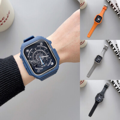 For Apple Watch Ultra 1/2/3 Rugged Armor Silicone Band Bumper Case Band 49MM