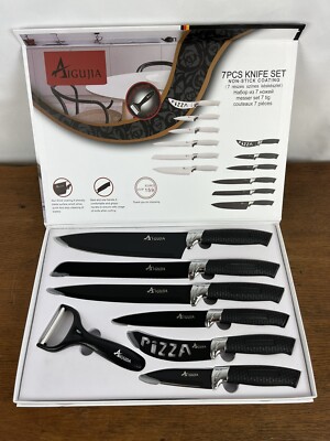 Aigujia 7 Piece Kitchen Knife Set Non-Stick Coating Cooking Chef Knives