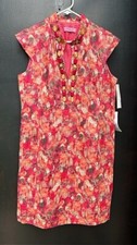 NWT Eliza J Dress Pink Orange Sheath Jeweled Embellished Neck Sleeveless Sz 14