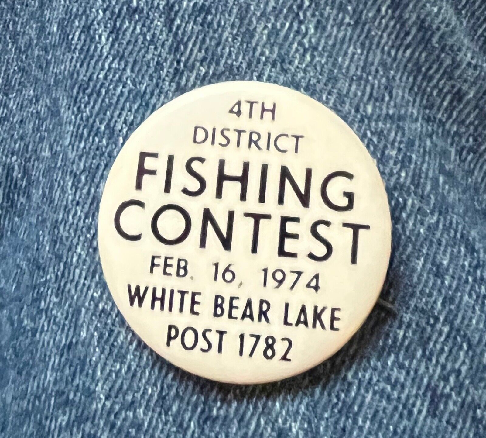 1974 4th District Fishing Contest White Bear Lake 1 3/4" Cello Pinback
