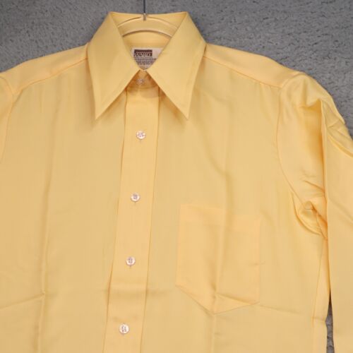 Vintage Montgomery Ward Shirt Mens 15-33 Yellow Lightweight 100% Polyester Disco - Picture 2 of 15
