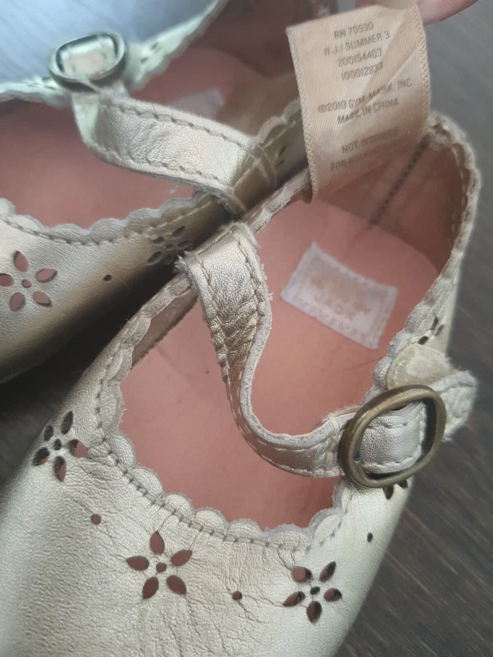 Janie And Jack Dorado Plano MaryJane Zapatos Bebé Niñas Talla 2 Vacaciones de Navidad 2010 Foto 4 de 4