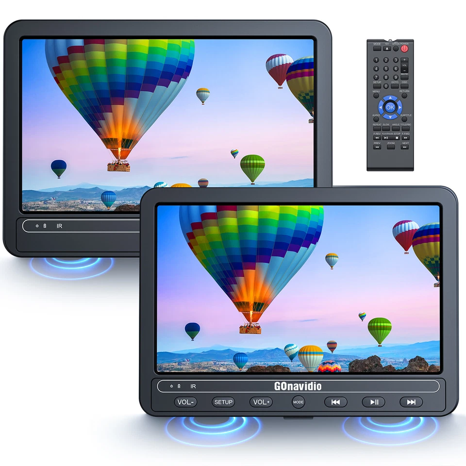 Reproductor de DVD portátil con pantalla de coche de 2 x 10,5" asiento trasero TV reposacabezas monitor con batería Foto 3 de 4